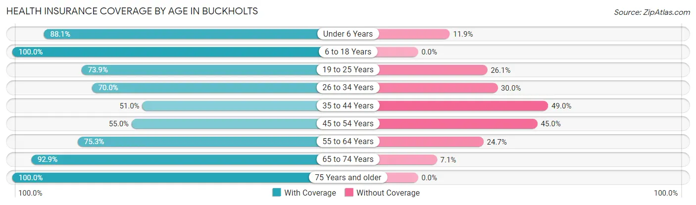 Health Insurance Coverage by Age in Buckholts