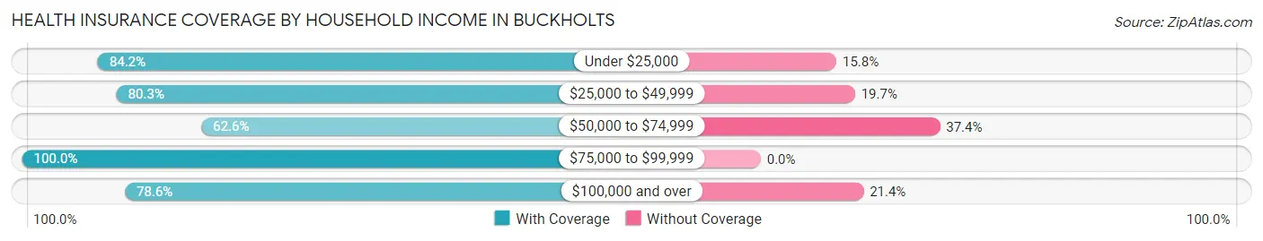 Health Insurance Coverage by Household Income in Buckholts