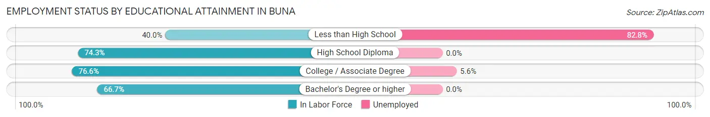 Employment Status by Educational Attainment in Buna