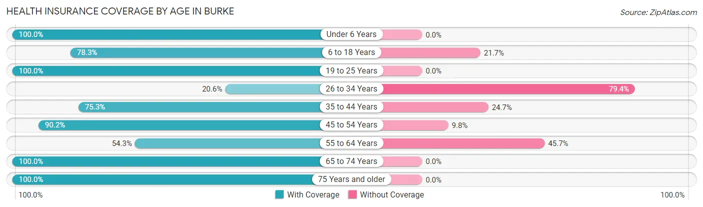 Health Insurance Coverage by Age in Burke