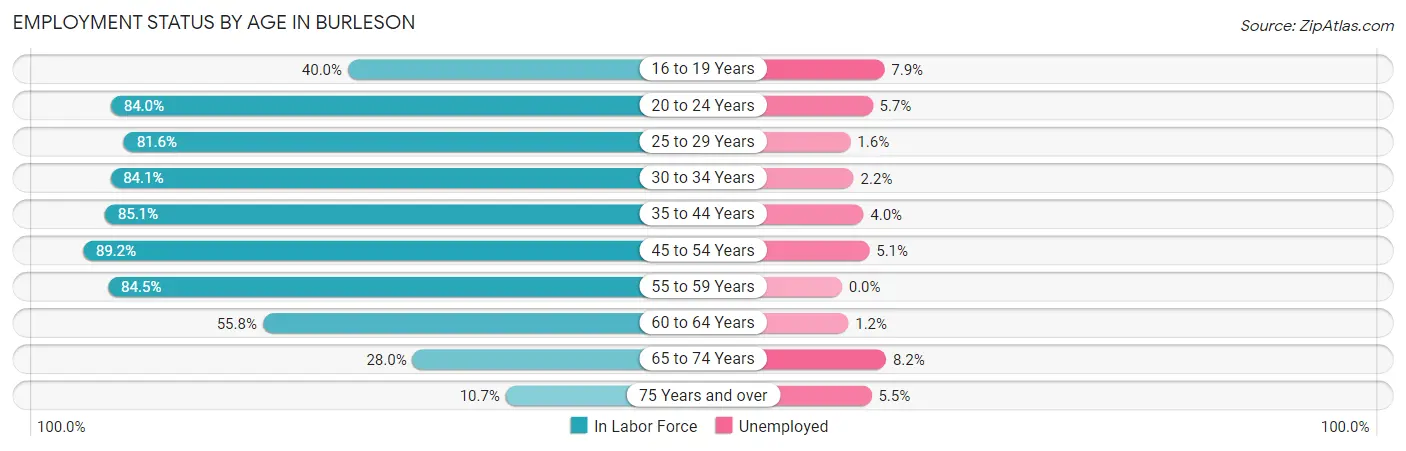 Employment Status by Age in Burleson