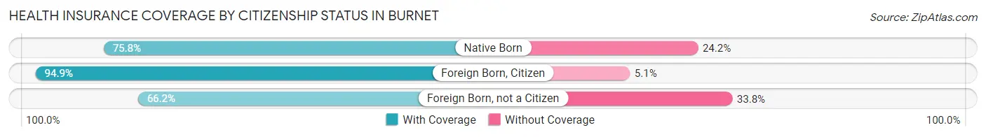 Health Insurance Coverage by Citizenship Status in Burnet