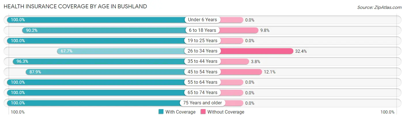 Health Insurance Coverage by Age in Bushland