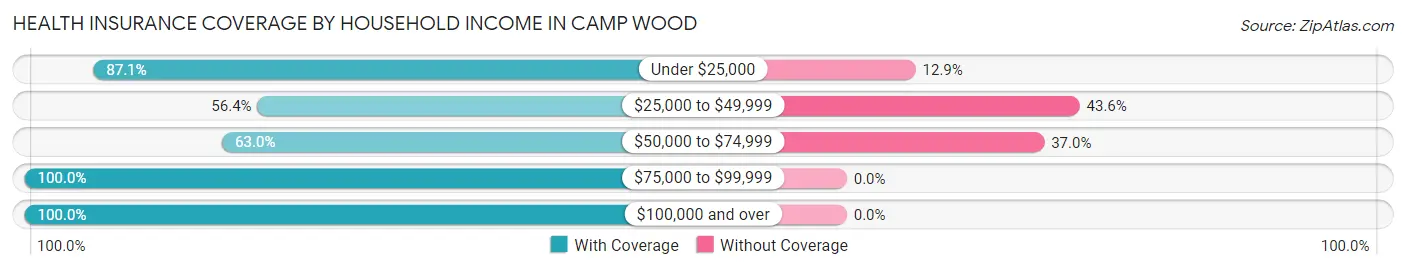 Health Insurance Coverage by Household Income in Camp Wood