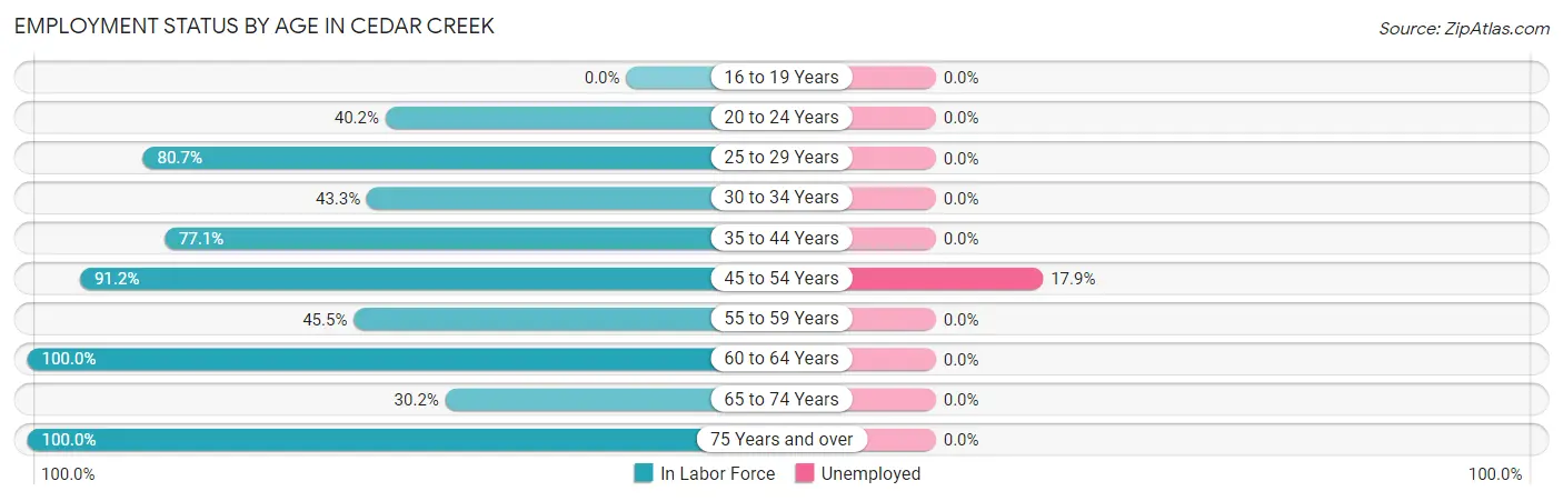 Employment Status by Age in Cedar Creek