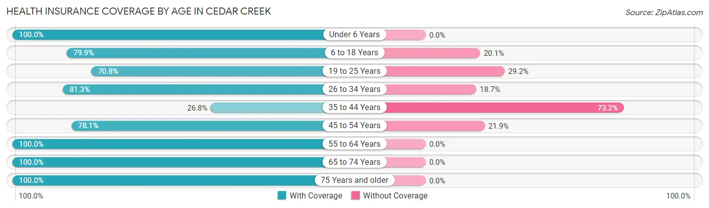 Health Insurance Coverage by Age in Cedar Creek