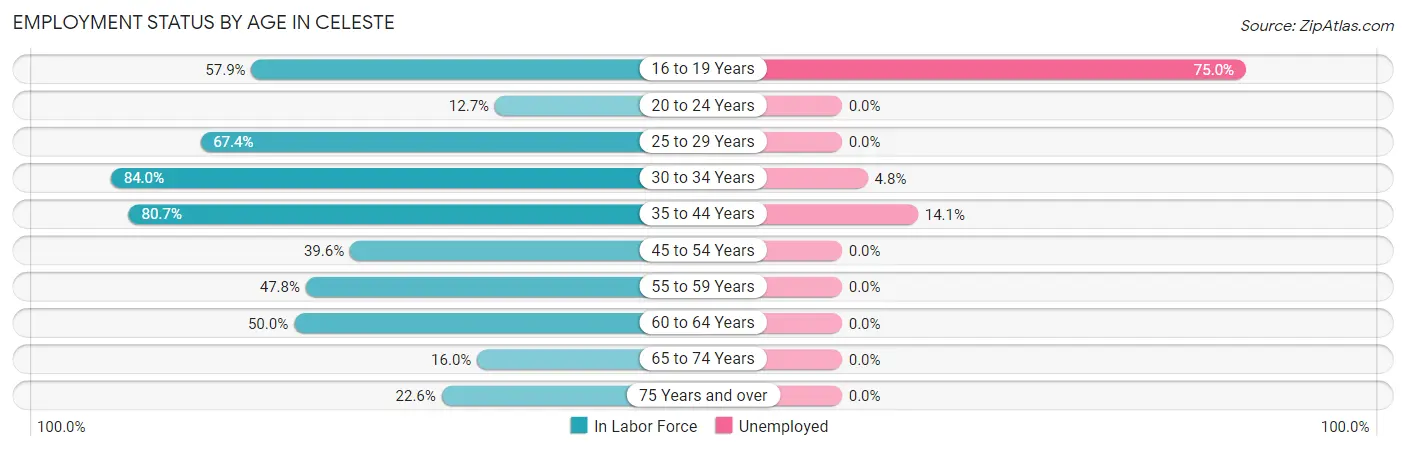 Employment Status by Age in Celeste