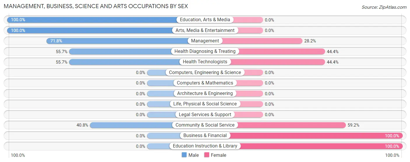 Management, Business, Science and Arts Occupations by Sex in Center