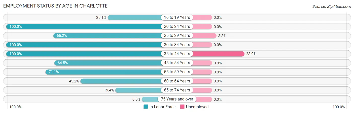 Employment Status by Age in Charlotte