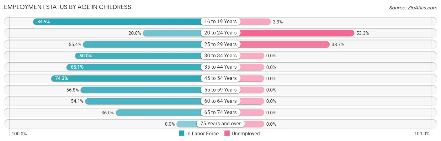 Employment Status by Age in Childress