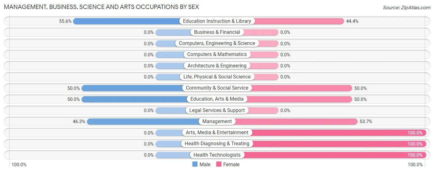 Management, Business, Science and Arts Occupations by Sex in Chireno