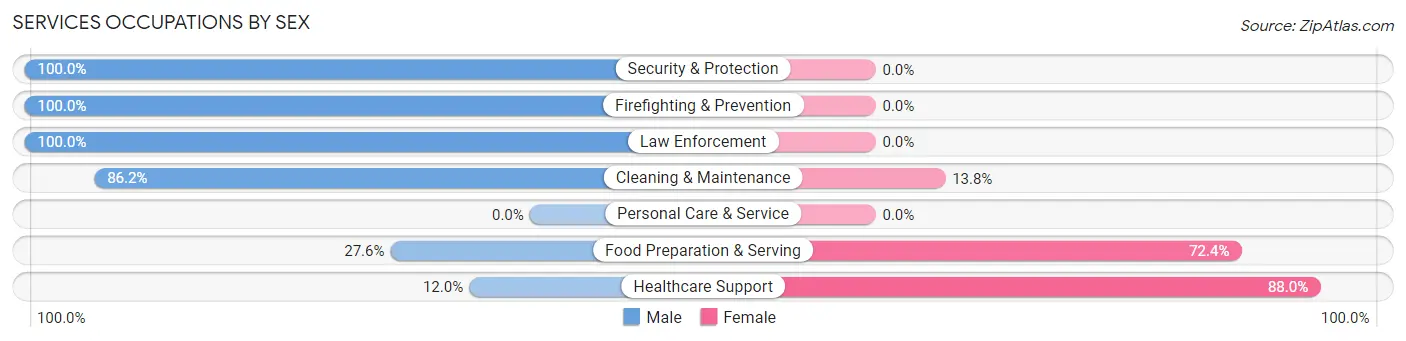 Services Occupations by Sex in Claude