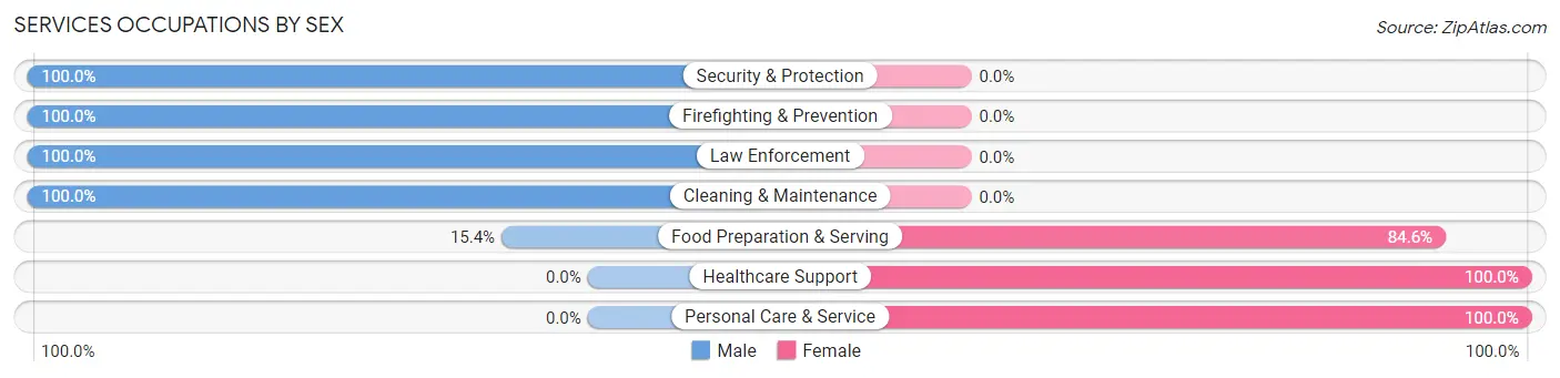 Services Occupations by Sex in Coldspring