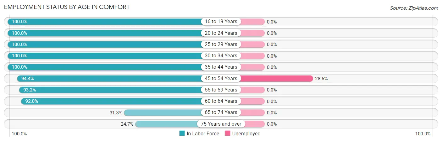 Employment Status by Age in Comfort