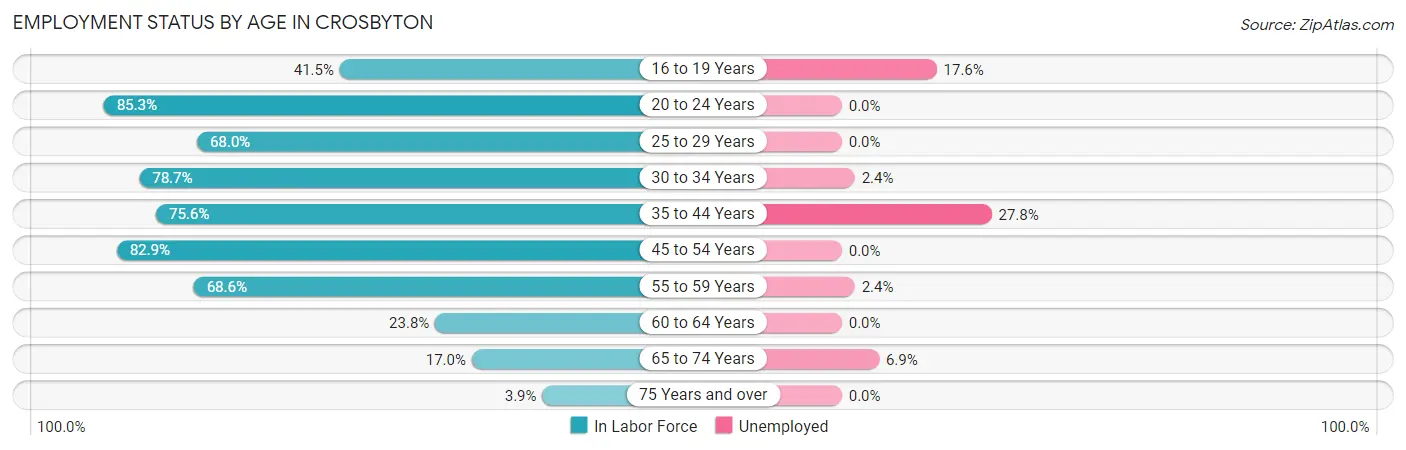Employment Status by Age in Crosbyton