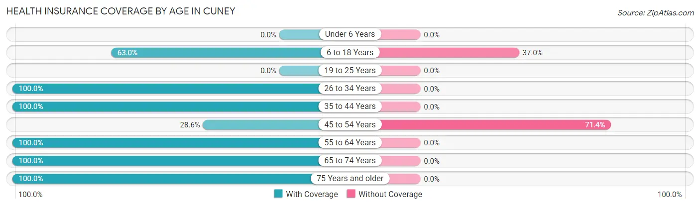 Health Insurance Coverage by Age in Cuney