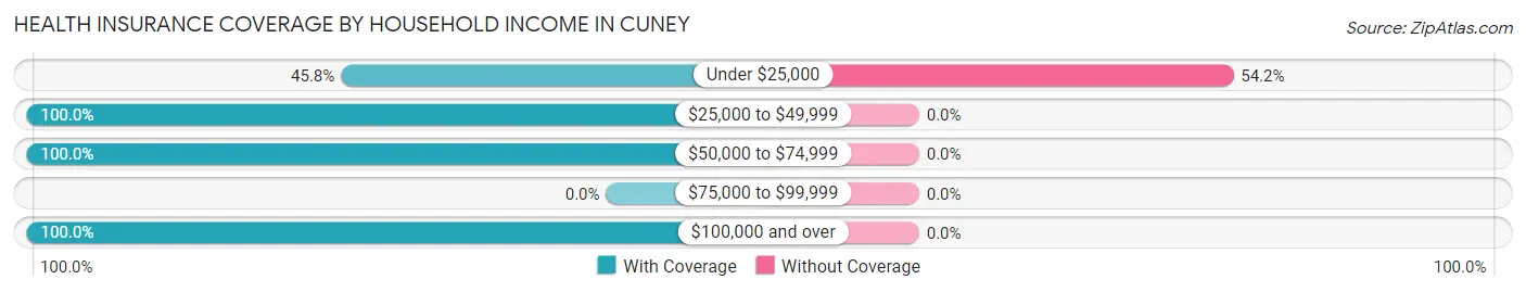 Health Insurance Coverage by Household Income in Cuney