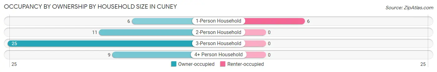 Occupancy by Ownership by Household Size in Cuney