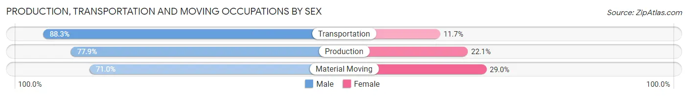 Production, Transportation and Moving Occupations by Sex in Denison