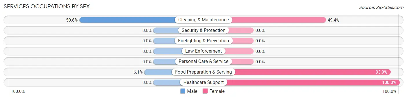 Services Occupations by Sex in Denver City