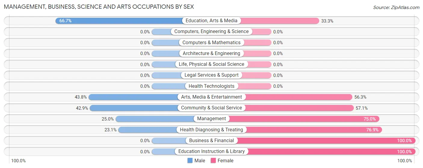 Management, Business, Science and Arts Occupations by Sex in Detroit