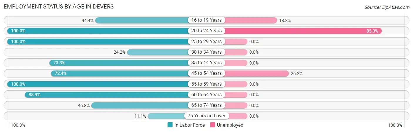 Employment Status by Age in Devers