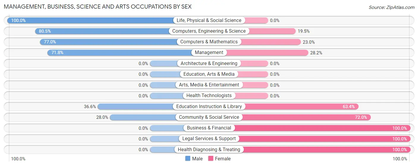 Management, Business, Science and Arts Occupations by Sex in Dimmitt