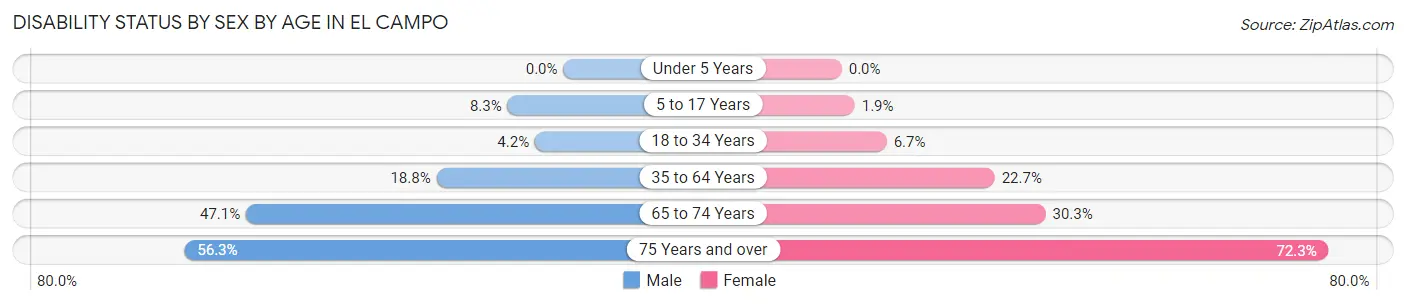 Disability Status by Sex by Age in El Campo