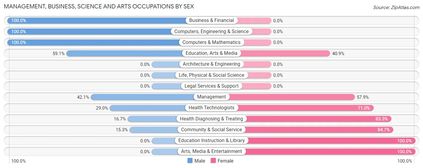 Management, Business, Science and Arts Occupations by Sex in Electra