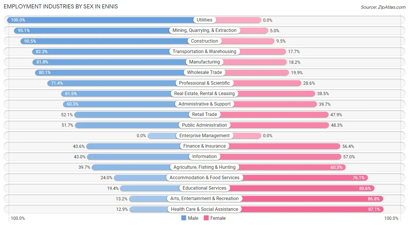 Employment Industries by Sex in Ennis