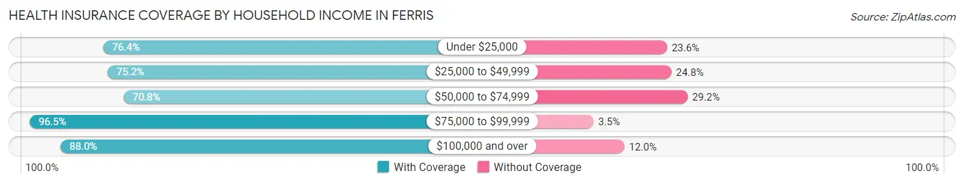 Health Insurance Coverage by Household Income in Ferris