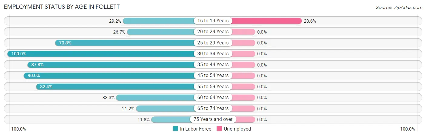 Employment Status by Age in Follett