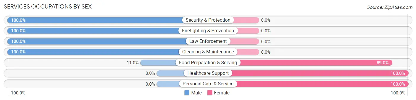 Services Occupations by Sex in Fulshear
