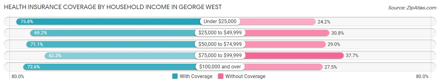 Health Insurance Coverage by Household Income in George West
