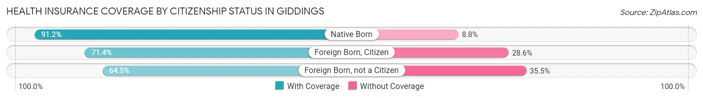 Health Insurance Coverage by Citizenship Status in Giddings