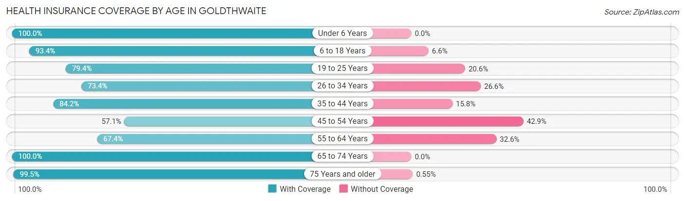 Health Insurance Coverage by Age in Goldthwaite