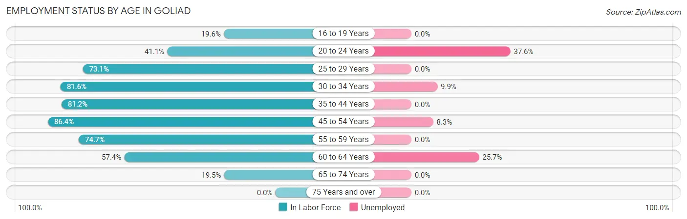 Employment Status by Age in Goliad