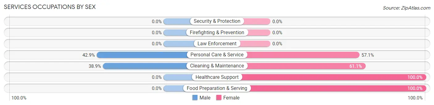 Services Occupations by Sex in Graford