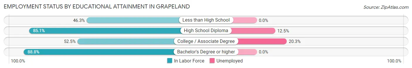 Employment Status by Educational Attainment in Grapeland
