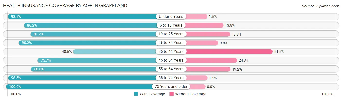 Health Insurance Coverage by Age in Grapeland