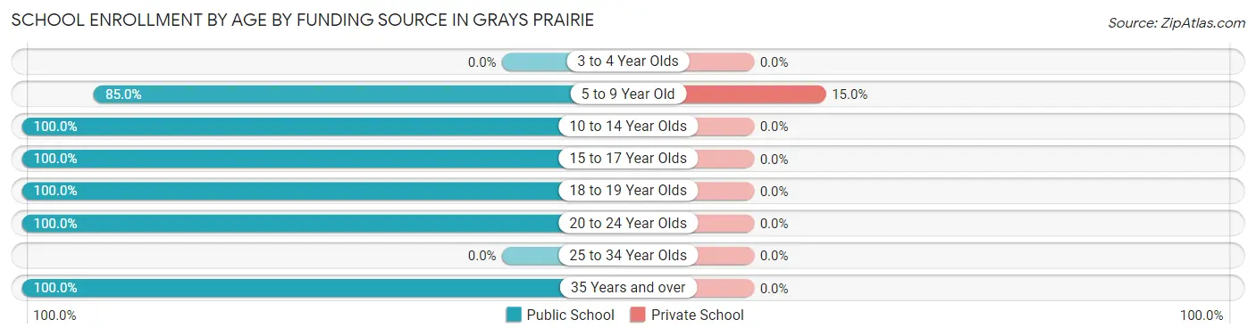 School Enrollment by Age by Funding Source in Grays Prairie