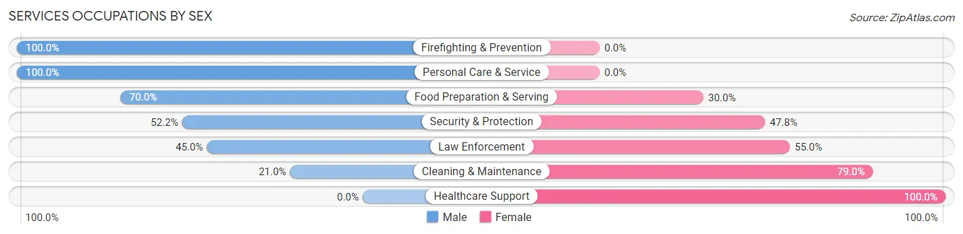 Services Occupations by Sex in Hale Center