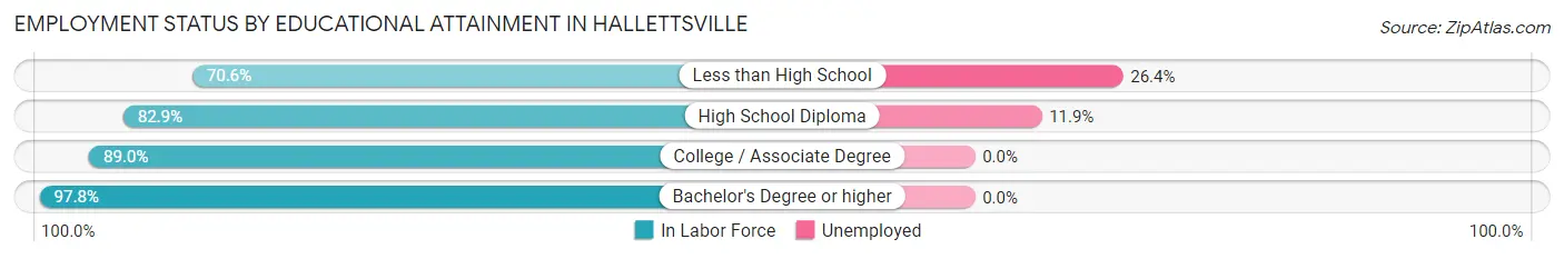 Employment Status by Educational Attainment in Hallettsville
