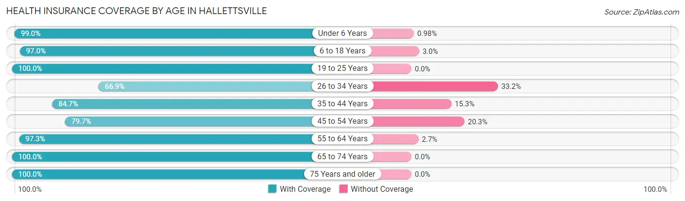 Health Insurance Coverage by Age in Hallettsville