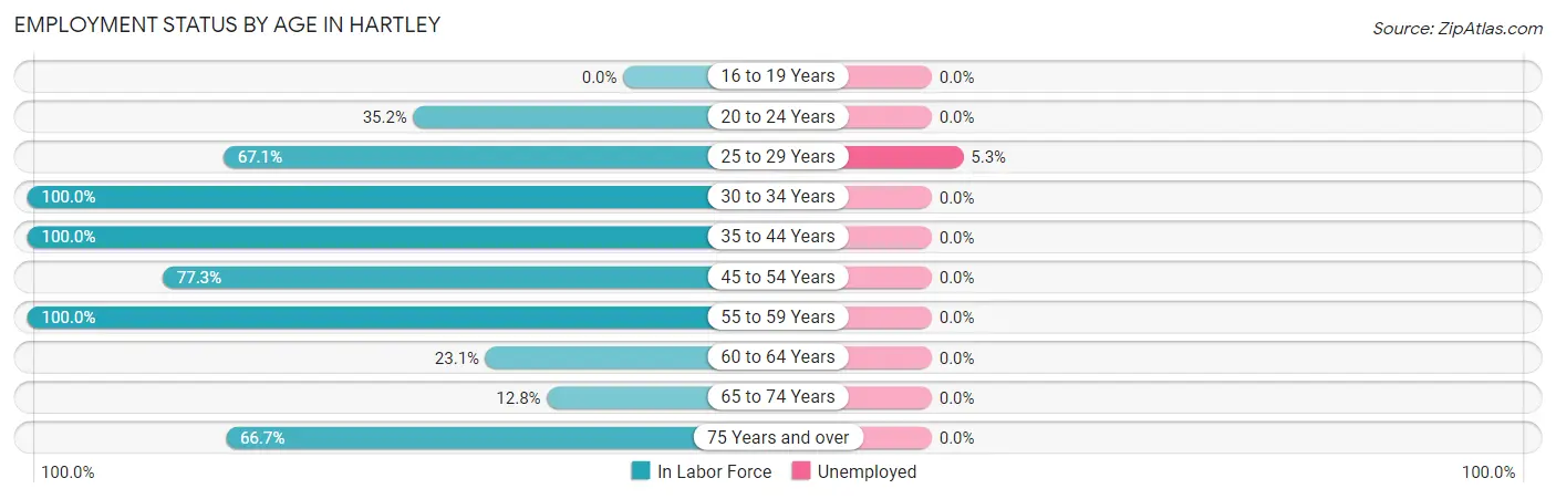 Employment Status by Age in Hartley