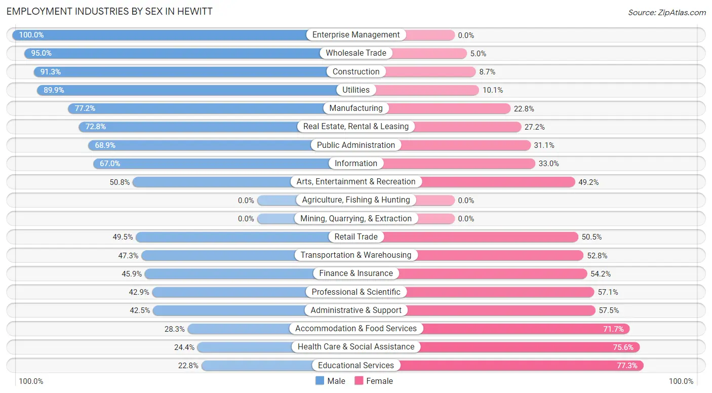 Employment Industries by Sex in Hewitt