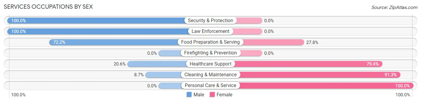 Services Occupations by Sex in Hico