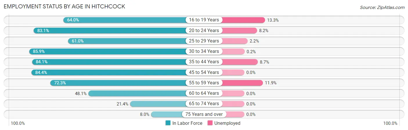 Employment Status by Age in Hitchcock