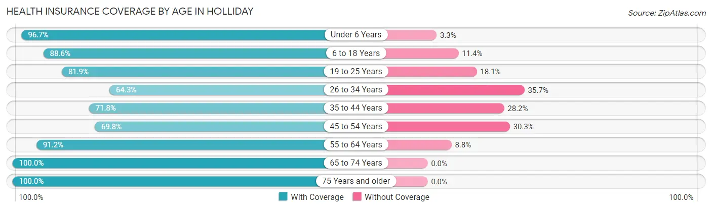 Health Insurance Coverage by Age in Holliday