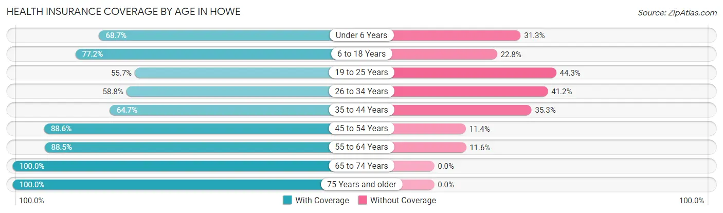 Health Insurance Coverage by Age in Howe